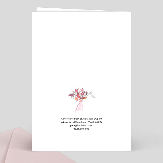 Faire part pacs Illustration Joie Verso