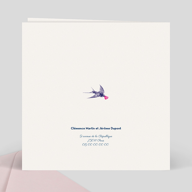 Carte Pacs Hirondelle d'Amour Verso