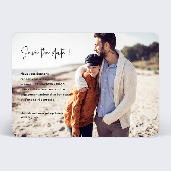 Faire part pacs Photos Typographie Verso