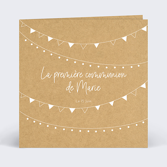 Faire-part Communion Fanions Bucoliques 2