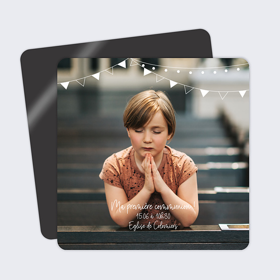 Faire-part communion Fanions Bucoliques