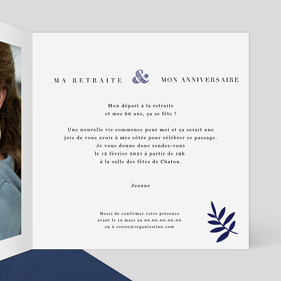 Carte d'invitation Retraite Esperluette Intérieur Droit