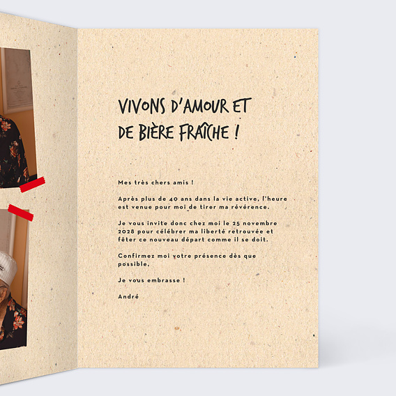 Carte d'invitation Bière Pression Intérieur Droit