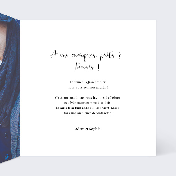 Faire part pacs Calligraphie Oui Intérieur Droit