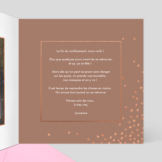 Carte d'invitation Champagne Confettis Intérieur Droit