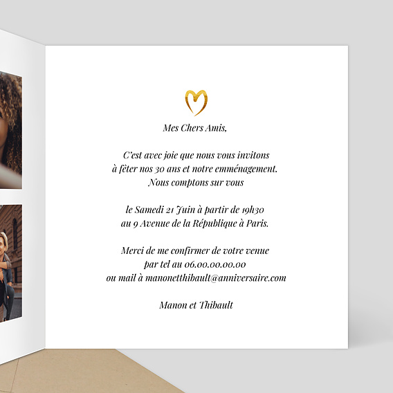 Carte d'invitation Ligne Ocre Intérieur Droit