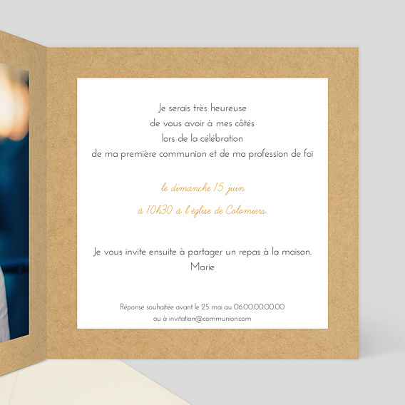 Faire-part communion Fanions Bucoliques 2 Intérieur Droit