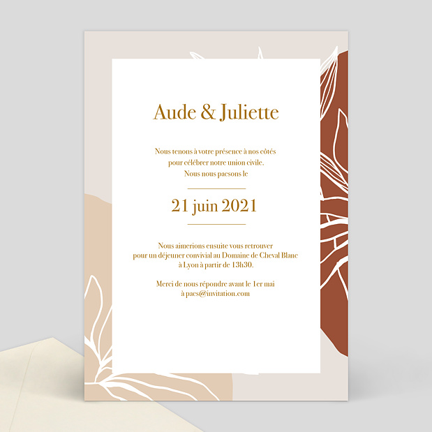 Carte Pacs Boho Verso