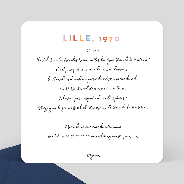 Invitation Devinette Colorée Verso