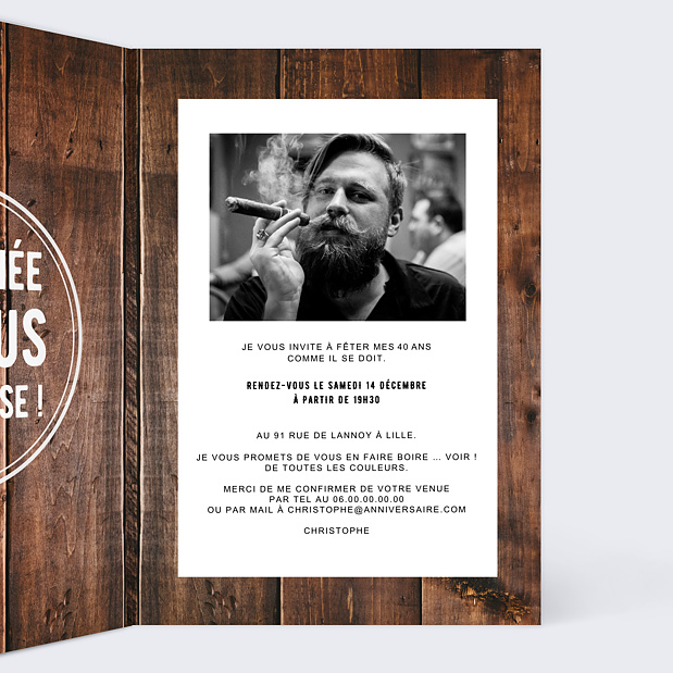 Carte d'invitation anniversaire Pur Malt Intérieur Droit