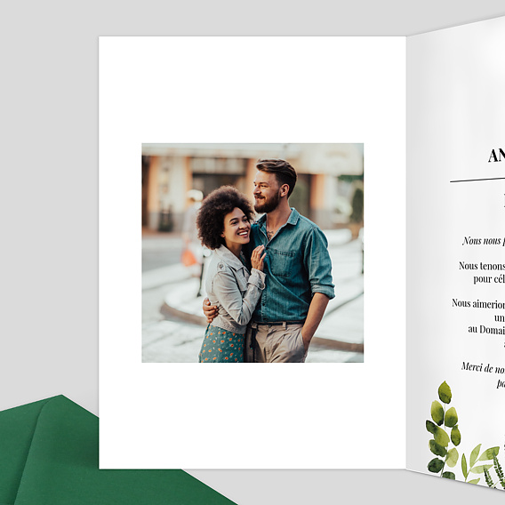 Faire part pacs Aquarelle Botanique Intérieur Gauche