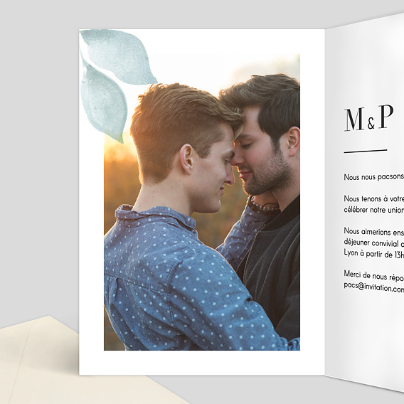 Faire part pacs Botanique Intérieur Gauche