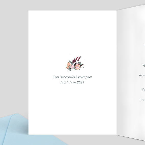 Faire part pacs Illustration Douceur Intérieur Gauche