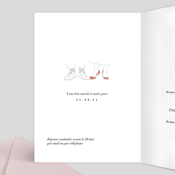 Faire part pacs Illustration Joie Intérieur Gauche