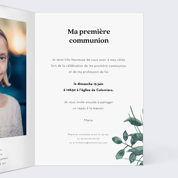 Faire-part communion Luxe Intérieur Droit