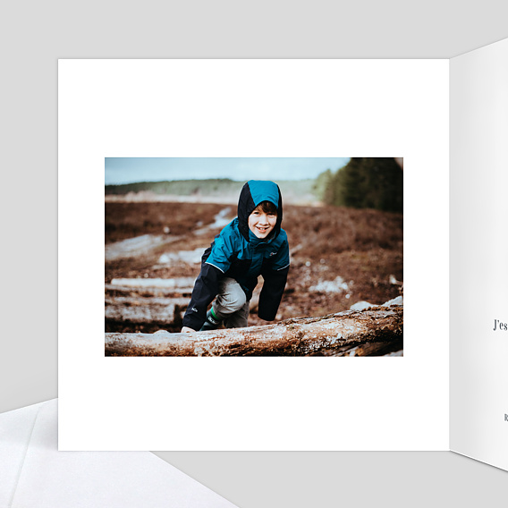 Faire-part communion Communion Croix fleurie Intérieur Gauche