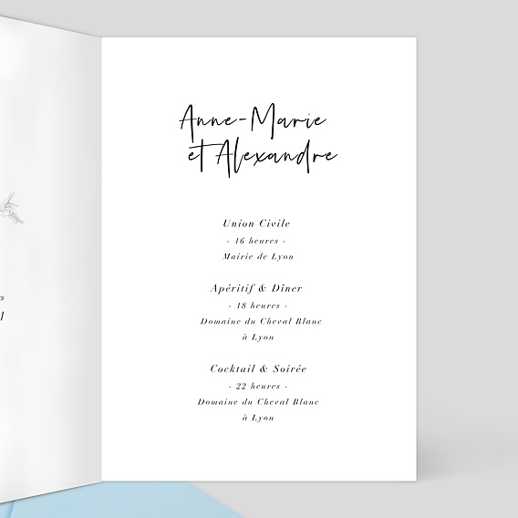 Faire part pacs Illustration Elégance Intérieur Droit