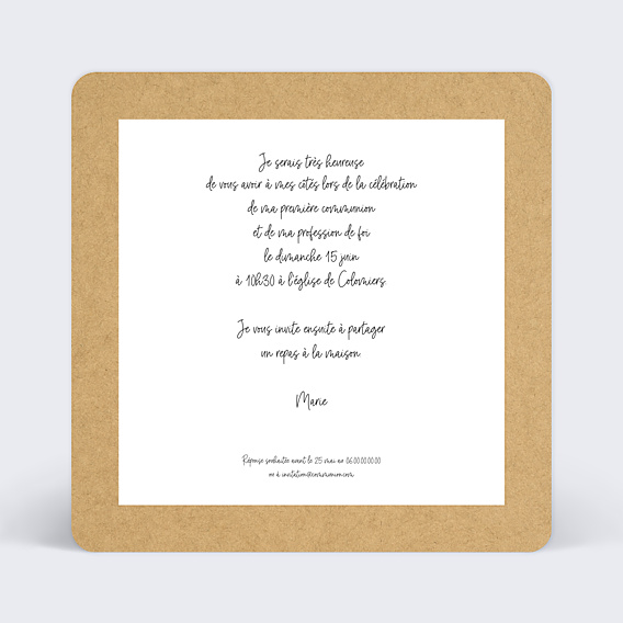 Faire-part Communion Fanions Bucoliques