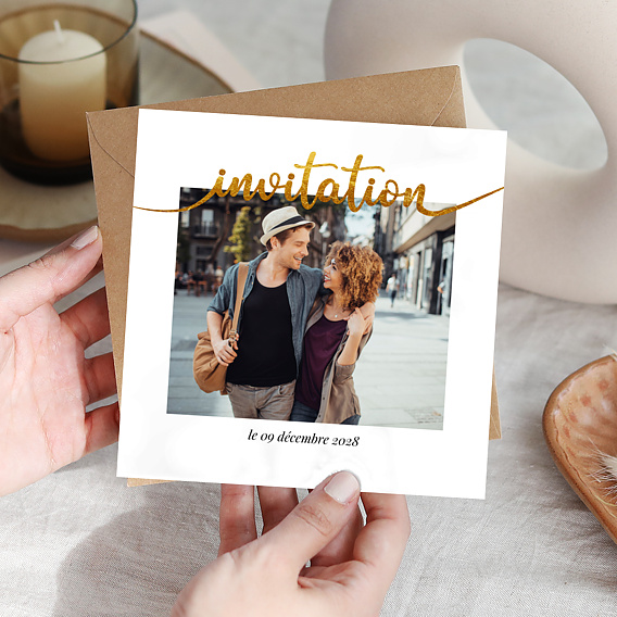 Carte d'invitation Ligne Ocre Après 1