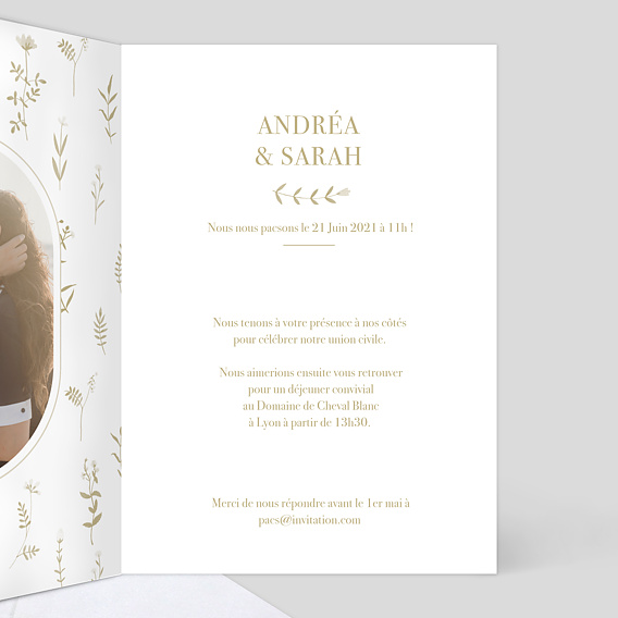 Faire part pacs Amande douce Intérieur Droit