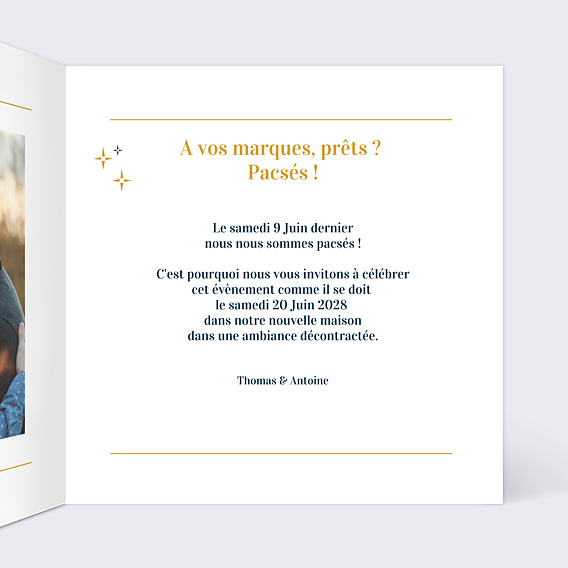 Faire part pacs 2 en 1 Intérieur Droit