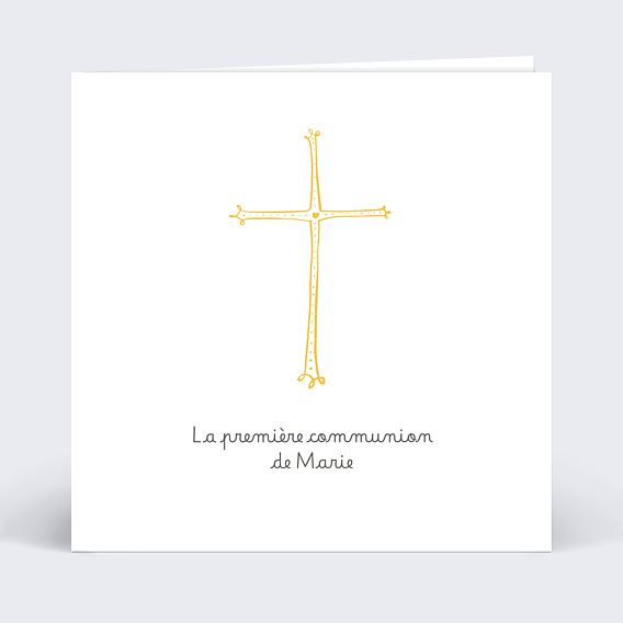 Faire-part communion Communion Croix d'or
