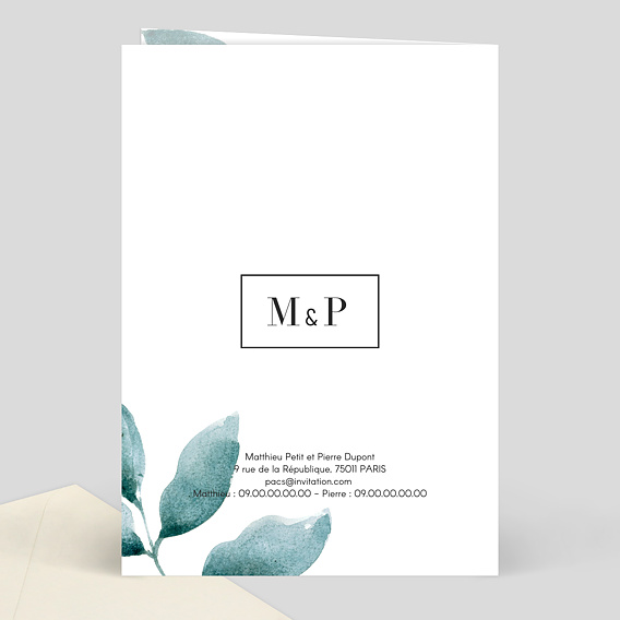Faire part pacs Botanique Verso