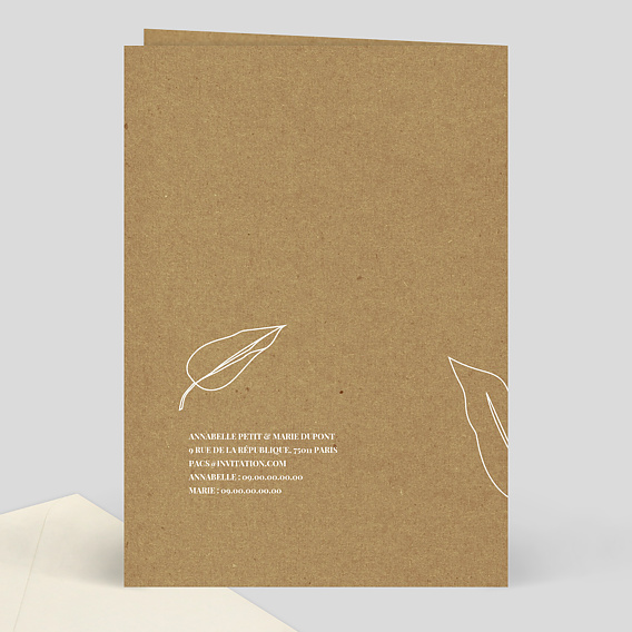 Faire part pacs Esquisse Bohème Verso