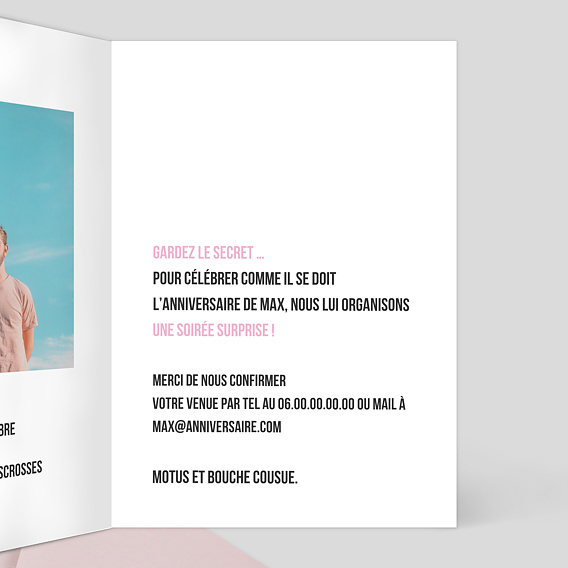 Invitation anniversaire Surprise Party Intérieur Droit