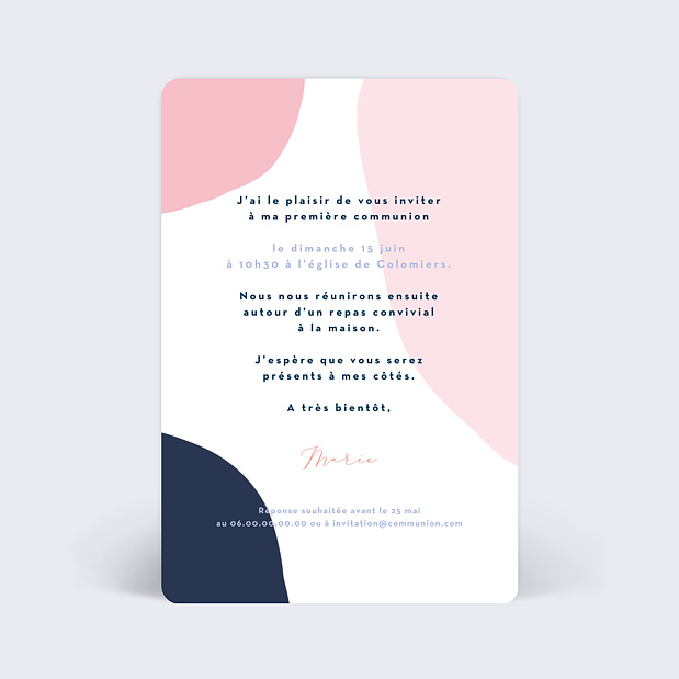 Carte de communion Oh Boy! Verso