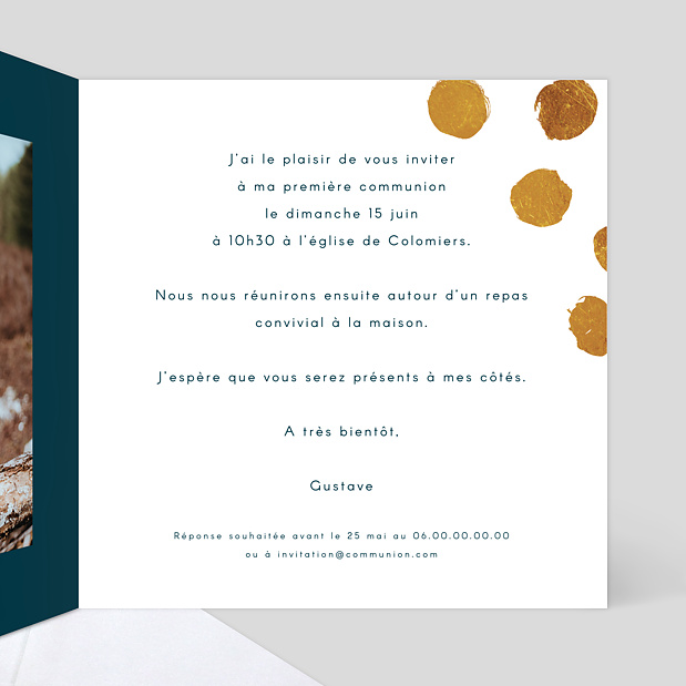 Carte de communion Graphique chic Intérieur Droit