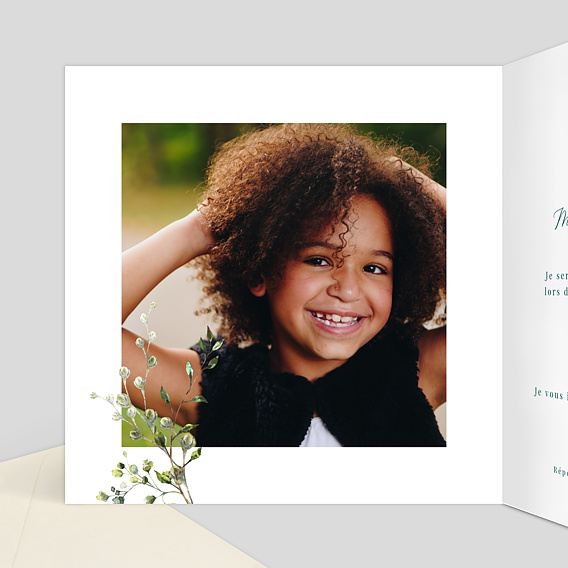 Faire-part communion Herbarium Intérieur Gauche