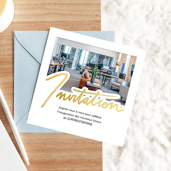 Invitation Professionnelle Découpe Inauguration Calligraphie 