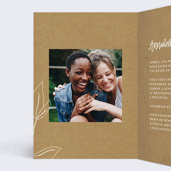 Faire part pacs Esquisse Bohème Intérieur Gauche