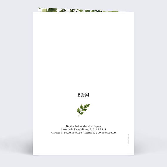Faire part pacs White Garden Verso