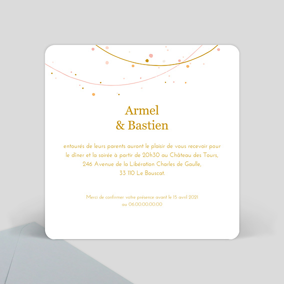 Cartes invitation mariage Fairy Lights Verso