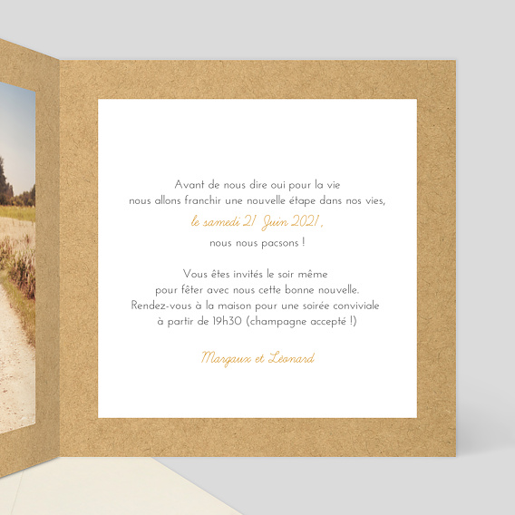 Faire part pacs Bucolique Intérieur Droit