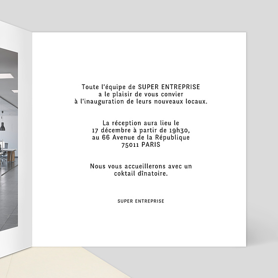 Invitation professionnelle Dorure Inauguration Intérieur Droit