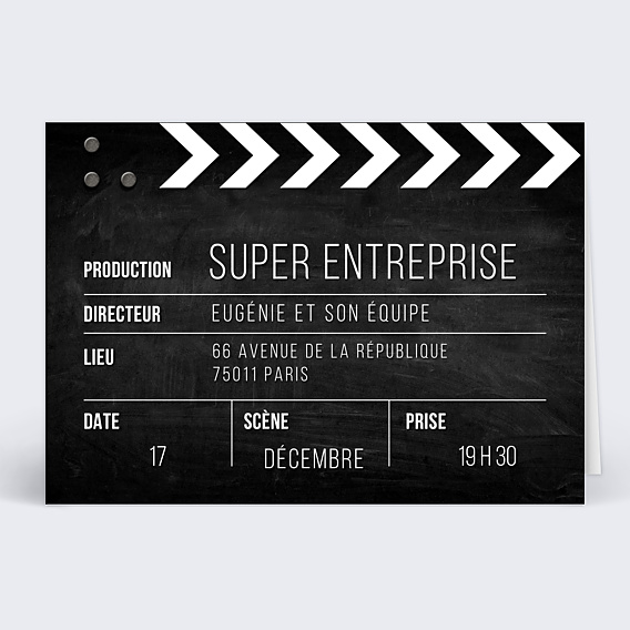 Invitation professionnelle Clap Tournage