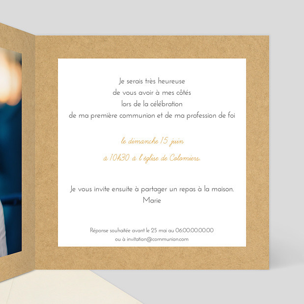 Carte de Communion Fanions Bucoliques 2 Intérieur Droit