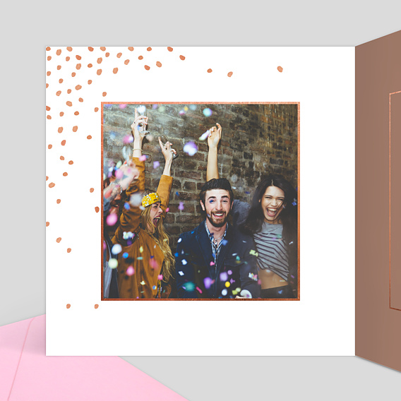 Carte d'invitation Champagne Confettis Intérieur Gauche