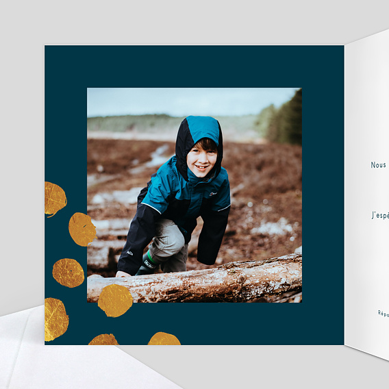 Faire-part communion Graphique Chic Intérieur Gauche