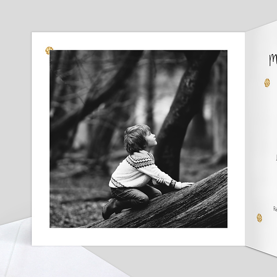 Faire-part communion Pois Ocre Intérieur Gauche