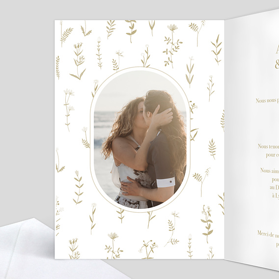 Faire part pacs Amande douce Intérieur Gauche