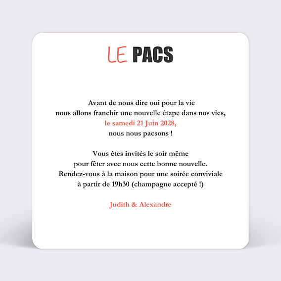 Faire-part Pacs Affiche de Film
