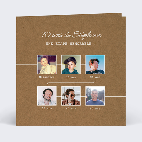 Invitation anniversaire Timeline Kraft