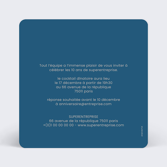 Invitation professionnelle Velours Verso