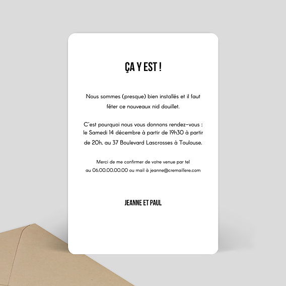 Carte d'invitation Typographie Surprise Verso