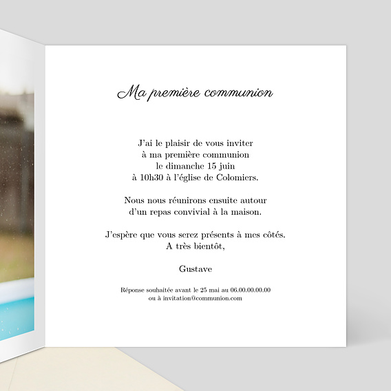 Faire-part communion Dorure Couronnée Intérieur Droit