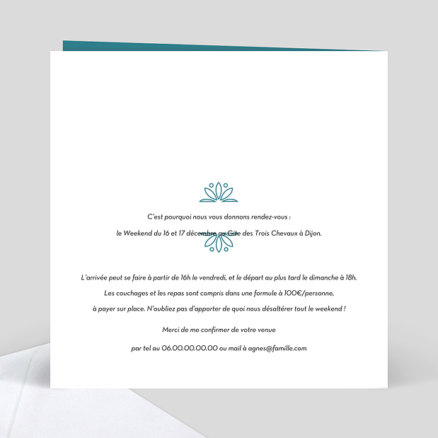 Invitation Mosaïque Verso